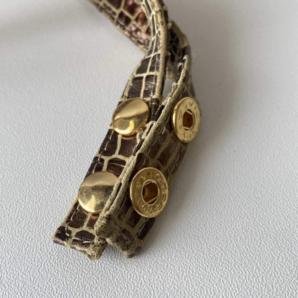VTG Inge Christopher Vintage Evening Bag Beaded Gold Metallic Croc Clutch Strap - Picture 12 of 12